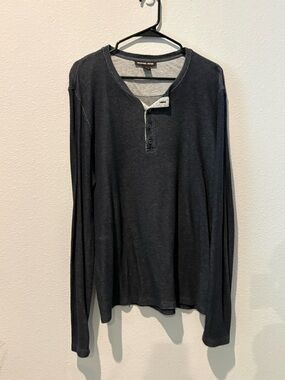 Michael Kors Men's Long-Sleeve Henley in Charcoal Grey